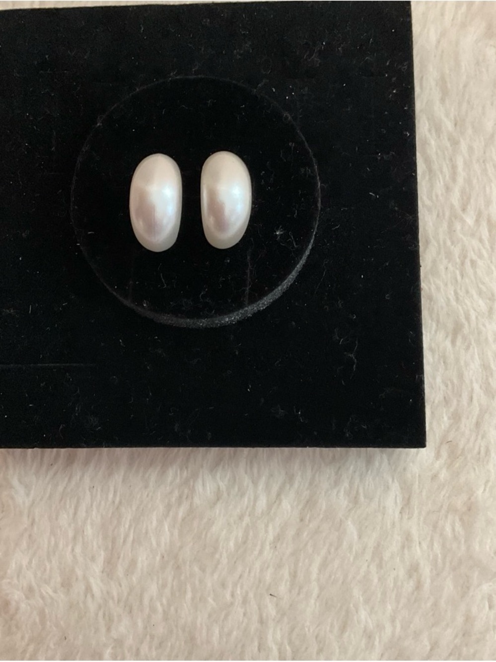 Pearl Button Earrings — Classic White Women's Studs